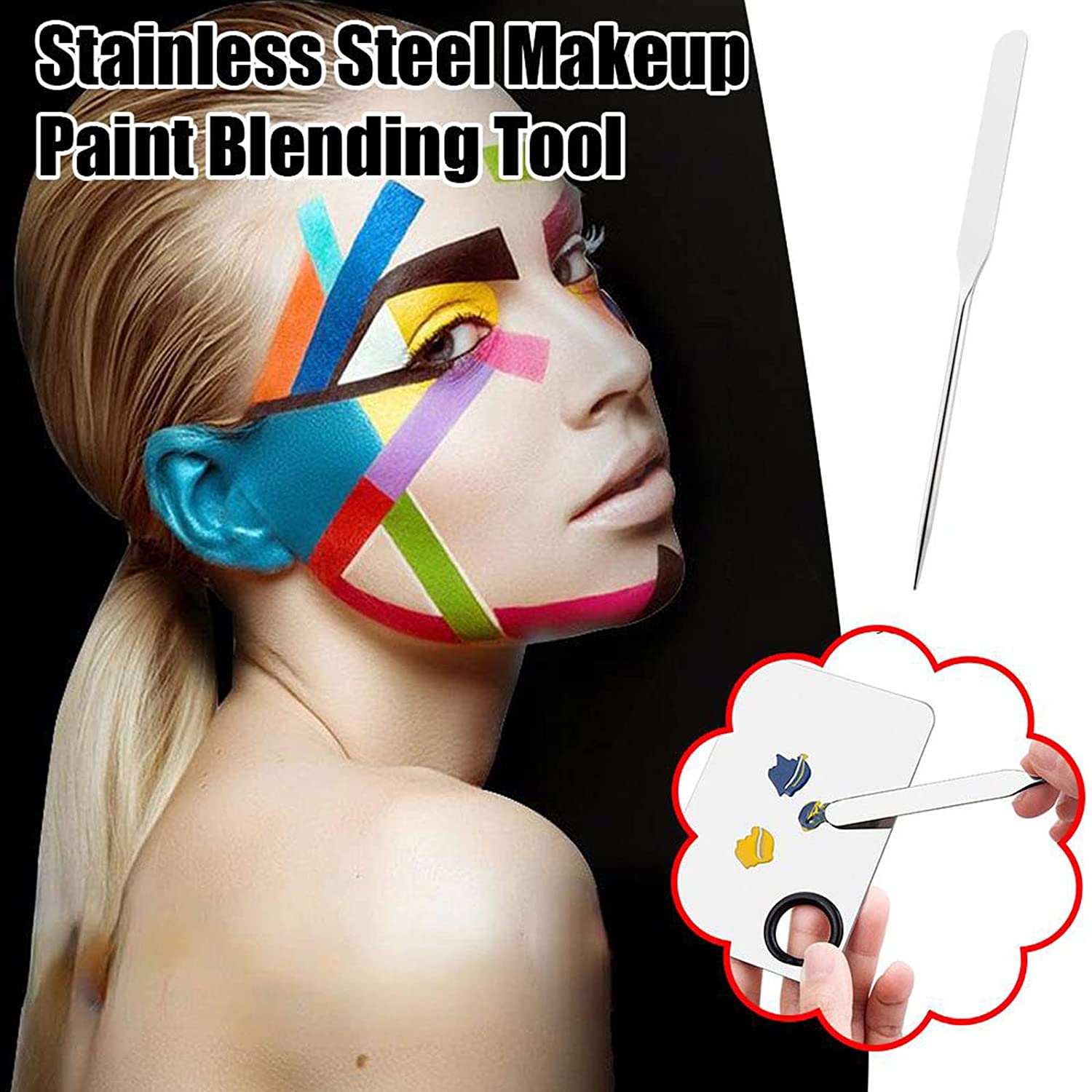 3pcs Picass Spatula Makeup Korean, Stainless Steel Makeup Spatula and Palette Set Korean Makeup Spatula, Professional Facial Cosmetic Makeup Tool (2Spatula1 Rectangle Palette) - Image 6